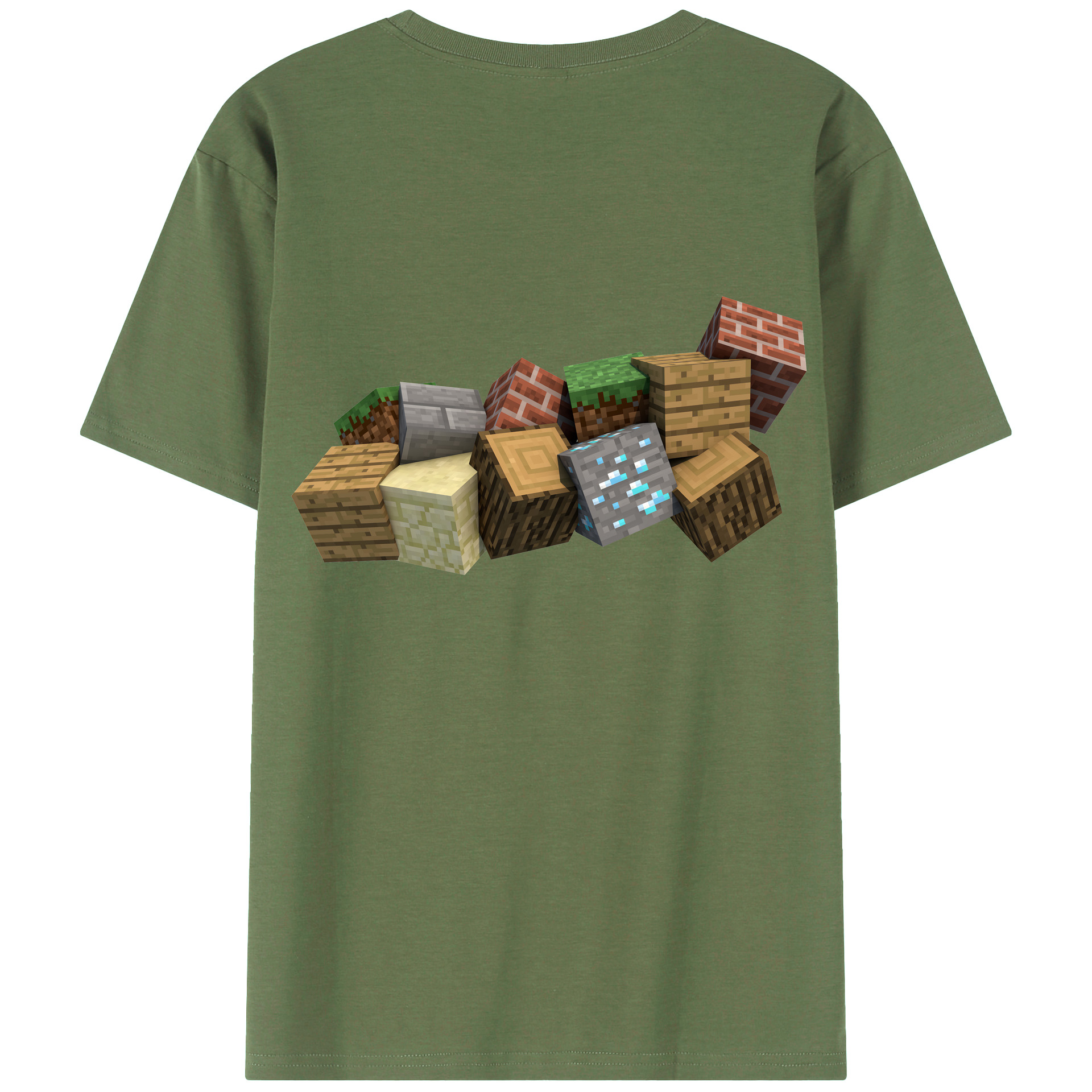 （画像用） マインクラフト ブロックの世界 Minecraft MC Block world 綿100％ メンズ半袖Tシャツ（バックプリント） 通気性